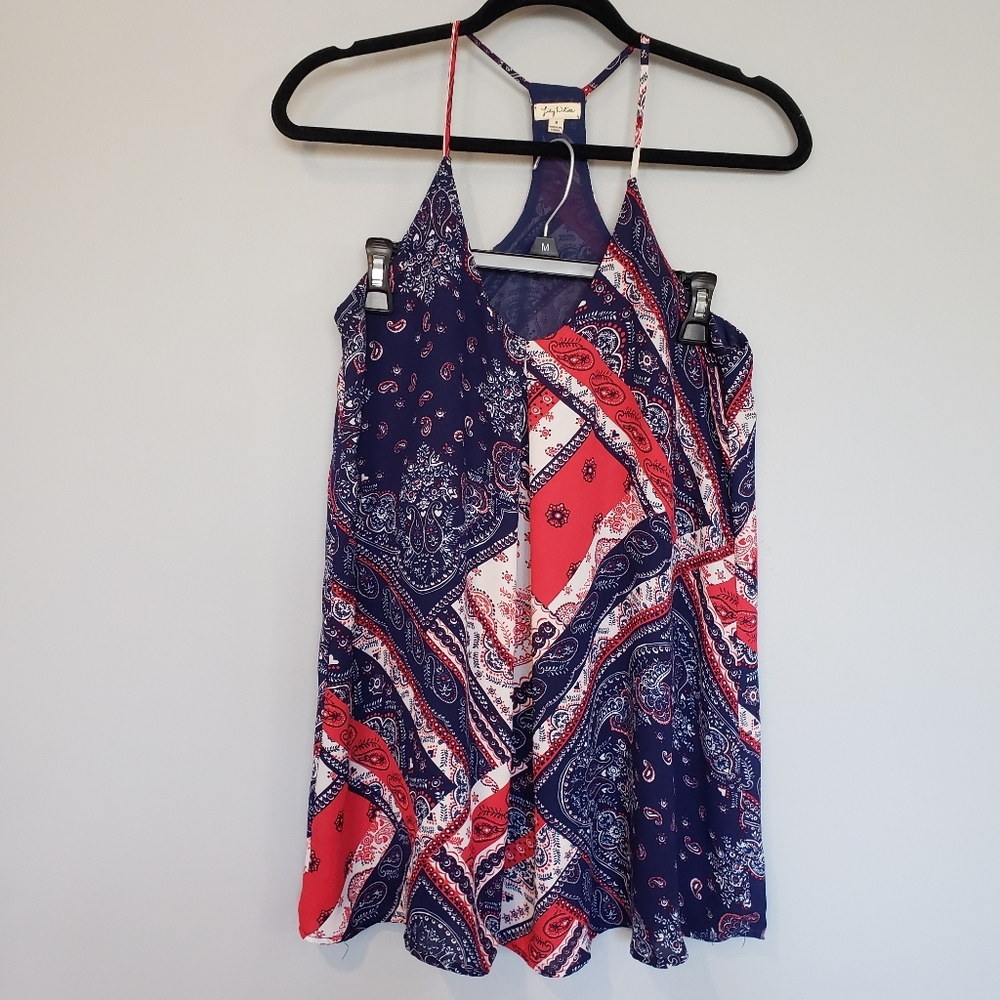 Lily White Red White Blue Racerback Tank Top Small